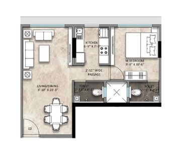 Sanghvi 97 Boulevard 1 BHK floor plan