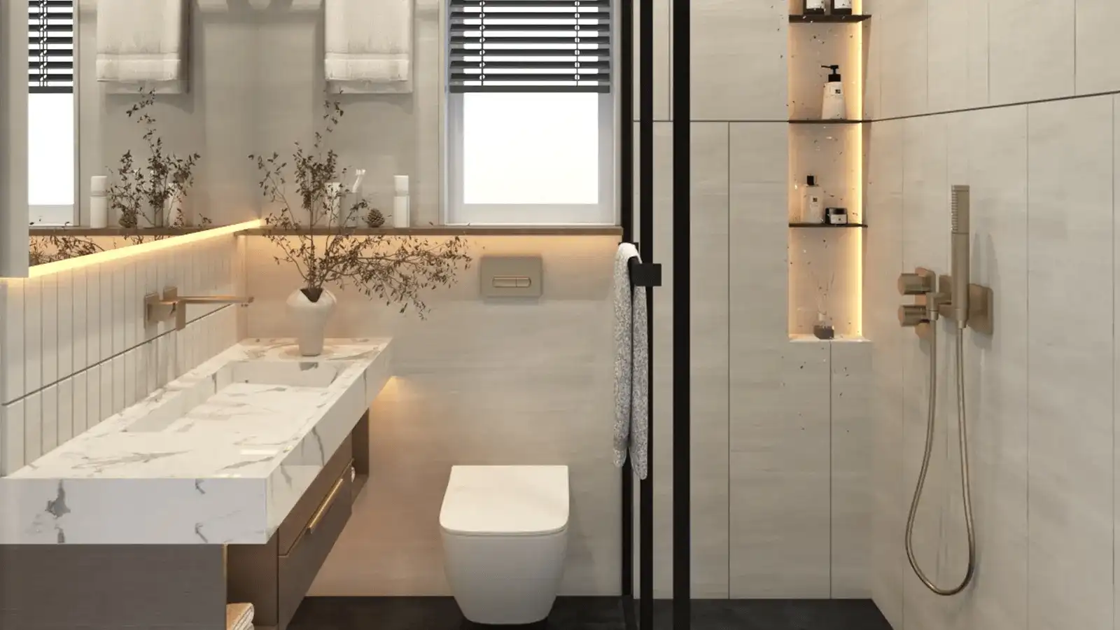 Modern bathroom design at Sanghvi Pethanar Malad apartments