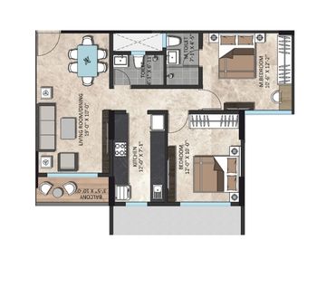 Sanghvi Prism 2 BHK floor plan